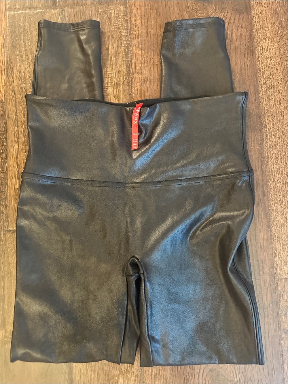 SPANX Faux Leather Leggings Black High Rise Slim Stretch Women’s Size M